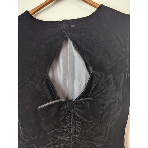 Vtg Lanz RSVP Evening Dress Small Black Formal Velour Midi Bow Open Back Hoco - Picture 6 of 13